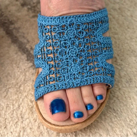 🎾Sbicca Blue Crochet Mules - Picture 6 of 9